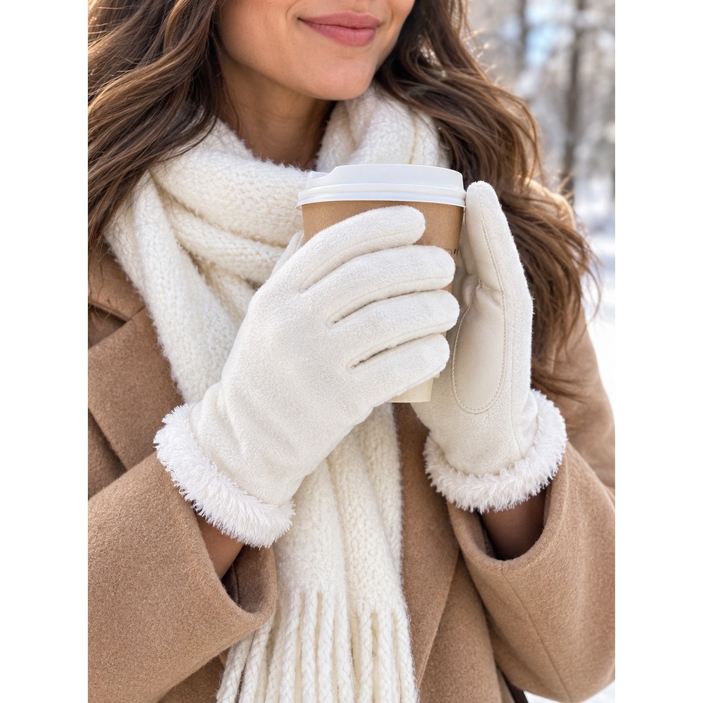 Isotoner Ivory SmartDri Fleece Gloves Women 1SZ Touchscreen Ivory A30124 NEW